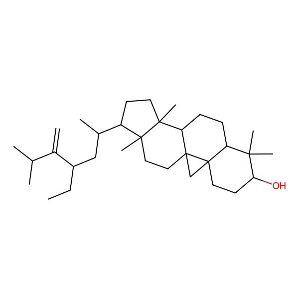 2D Structure of (1S,3R,6S,8R,11S,12S,15R,16R)-15-[(2R,4S)-4-ethyl-6-methyl-5-methylideneheptan-2-yl]-7,7,12,16-tetramethylpentacyclo[9.7.0.01,3.03,8.012,16]octadecan-6-ol