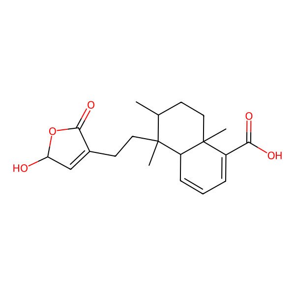 2D Structure of 5-[2-(2-hydroxy-5-oxo-2H-furan-4-yl)ethyl]-5,6,8a-trimethyl-4a,6,7,8-tetrahydronaphthalene-1-carboxylic acid