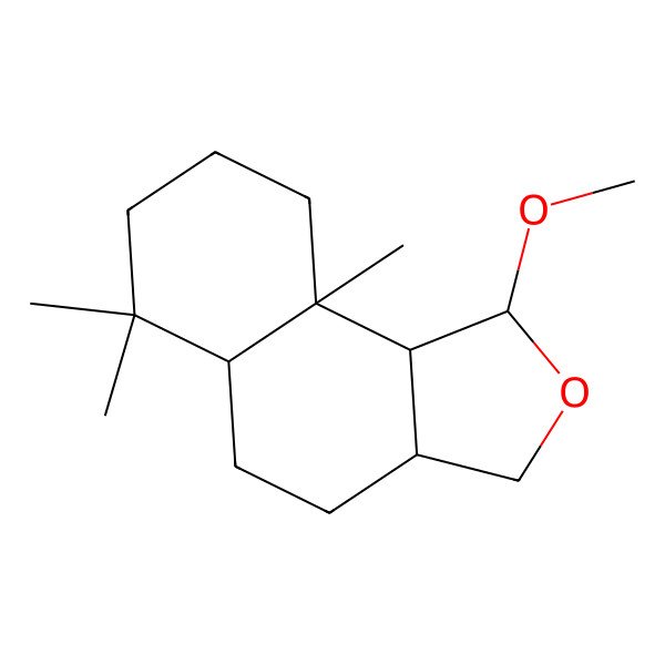 2D Structure of (1R,3aS,5aS,9aS,9bS)-1-methoxy-6,6,9a-trimethyl-1,3,3a,4,5,5a,7,8,9,9b-decahydrobenzo[e][2]benzofuran