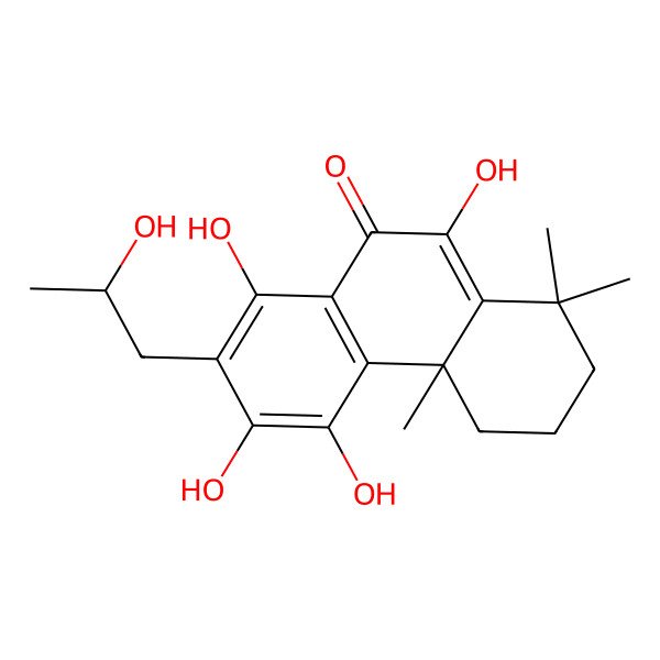 2D Structure of (4aR)-5,6,8,10-tetrahydroxy-7-[(2S)-2-hydroxypropyl]-1,1,4a-trimethyl-3,4-dihydro-2H-phenanthren-9-one