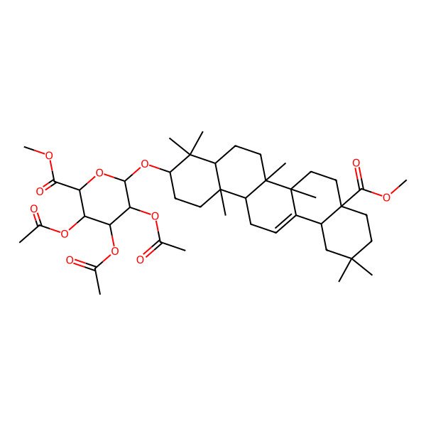 2D Structure of Methyl 3,4,5-triacetyloxy-6-[(8a-methoxycarbonyl-4,4,6a,6b,11,11,14b-heptamethyl-1,2,3,4a,5,6,7,8,9,10,12,12a,14,14a-tetradecahydropicen-3-yl)oxy]oxane-2-carboxylate