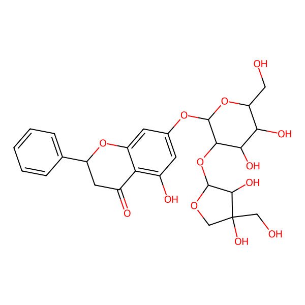 2D Structure of 7-[3-[3,4-Dihydroxy-4-(hydroxymethyl)oxolan-2-yl]oxy-4,5-dihydroxy-6-(hydroxymethyl)oxan-2-yl]oxy-5-hydroxy-2-phenyl-2,3-dihydrochromen-4-one