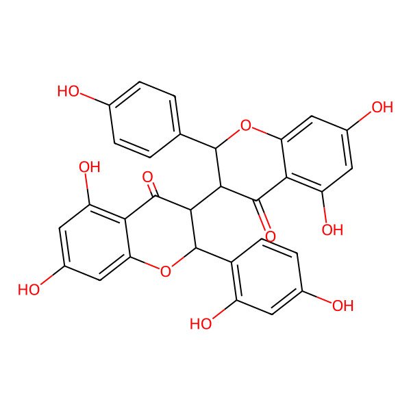 2D Structure of (2S,3S)-3-[(2S,3S)-2-(2,4-dihydroxyphenyl)-5,7-dihydroxy-4-oxo-2,3-dihydrochromen-3-yl]-5,7-dihydroxy-2-(4-hydroxyphenyl)-2,3-dihydrochromen-4-one