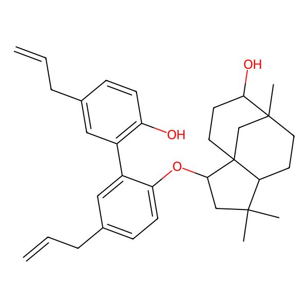 2D Structure of 2-[2-(2-Hydroxy-5-prop-2-enylphenyl)-4-prop-2-enylphenoxy]-4,4,8-trimethyltricyclo[6.3.1.01,5]dodecan-9-ol