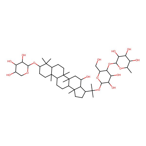 2D Structure of (2S,3R,4R,5R,6S)-2-[(2R,3S,4R,5R,6S)-6-[2-[(3S,3aS,4S,5aR,5bR,7aS,9S,11aR,11bR,13aR,13bR)-4-hydroxy-5a,5b,8,8,11a,13b-hexamethyl-9-[(2S,3R,4S,5S)-3,4,5-trihydroxyoxan-2-yl]oxy-1,2,3,3a,4,5,6,7,7a,9,10,11,11b,12,13,13a-hexadecahydrocyclopenta[a]chrysen-3-yl]propan-2-yloxy]-4,5-dihydroxy-2-(hydroxymethyl)oxan-3-yl]oxy-6-methyloxane-3,4,5-triol