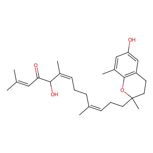 2D Structure of 5-Hydroxy-13-(6-hydroxy-2,8-dimethyl-3,4-dihydrochromen-2-yl)-2,6,10-trimethyltrideca-2,6,10-trien-4-one