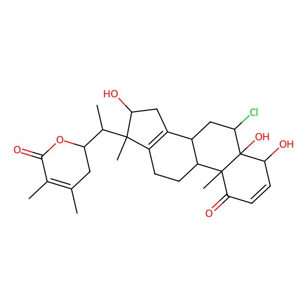 2D Structure of 2-[1-(6-chloro-4,5,16-trihydroxy-10,17-dimethyl-1-oxo-6,7,8,9,11,12,15,16-octahydro-4H-cyclopenta[a]phenanthren-17-yl)ethyl]-4,5-dimethyl-2,3-dihydropyran-6-one