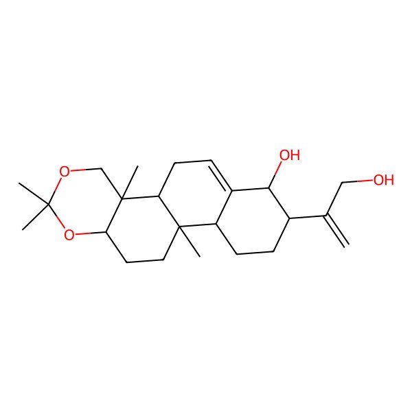 2D Structure of (4aS,4bS,7R,8S,10aS,10bS,12aR)-8-(3-hydroxyprop-1-en-2-yl)-2,2,4a,10b-tetramethyl-4b,5,7,8,9,10,10a,11,12,12a-decahydro-4H-phenanthro[2,1-d][1,3]dioxin-7-ol