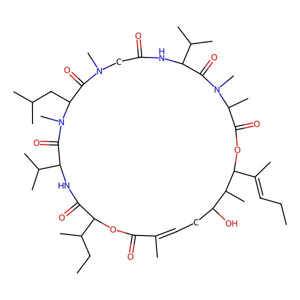 2D Structure of (3S,6S,12R,15S,18R,21Z,24S,25S,26S)-18-[(2S)-butan-2-yl]-24-hydroxy-3,4,10,13,21,25-hexamethyl-12-(2-methylpropyl)-26-[(Z)-pent-2-en-2-yl]-6,15-di(propan-2-yl)-1,19-dioxa-4,7,10,13,16-pentazacyclohexacos-21-ene-2,5,8,11,14,17,20-heptone