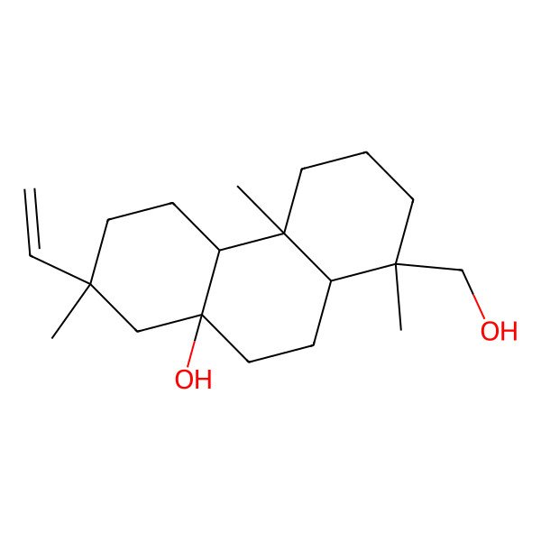 2D Structure of (1S,4aR,4bS,7R,8aR,10aS)-7-ethenyl-1-(hydroxymethyl)-1,4a,7-trimethyl-2,3,4,4b,5,6,8,9,10,10a-decahydrophenanthren-8a-ol