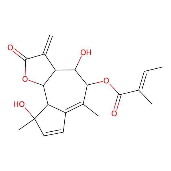 2D Structure of [(3aR,4R,5R,9R,9aS,9bS)-4,9-dihydroxy-6,9-dimethyl-3-methylidene-2-oxo-4,5,9a,9b-tetrahydro-3aH-azuleno[4,5-b]furan-5-yl] (Z)-2-methylbut-2-enoate