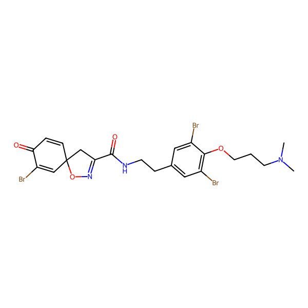 2D Structure of (5S)-7-bromo-N-[2-[3,5-dibromo-4-[3-(dimethylamino)propoxy]phenyl]ethyl]-8-oxo-1-oxa-2-azaspiro[4.5]deca-2,6,9-triene-3-carboxamide