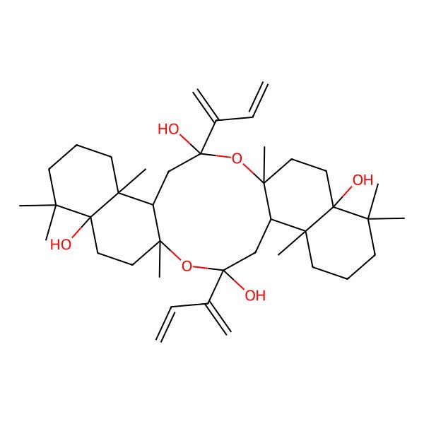 2D Structure of 3,16-Bis(buta-1,3-dien-2-yl)-1,6,10,10,14,19,23,23-octamethyl-2,15-dioxapentacyclo[16.8.0.05,14.06,11.019,24]hexacosane-3,11,16,24-tetrol