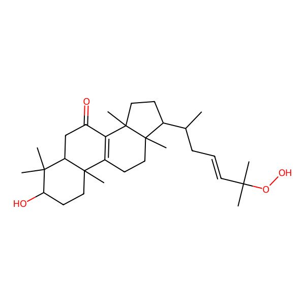2D Structure of 17-(6-Hydroperoxy-6-methylhept-4-en-2-yl)-3-hydroxy-4,4,10,13,14-pentamethyl-1,2,3,5,6,11,12,15,16,17-decahydrocyclopenta[a]phenanthren-7-one