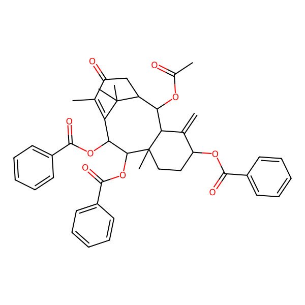 2D Structure of [(1R,2R,3R,5S,8R,9R,10R)-2-acetyloxy-9,10-dibenzoyloxy-8,12,15,15-tetramethyl-4-methylidene-13-oxo-5-tricyclo[9.3.1.03,8]pentadec-11-enyl] benzoate