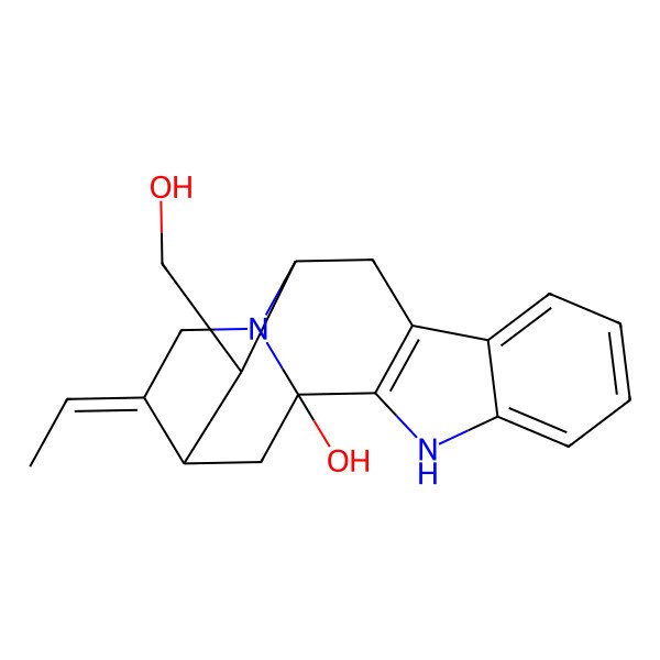 2D Structure of (1R,12S,13S,14S,15Z)-15-ethylidene-13-(hydroxymethyl)-3,17-diazapentacyclo[12.3.1.02,10.04,9.012,17]octadeca-2(10),4,6,8-tetraen-1-ol