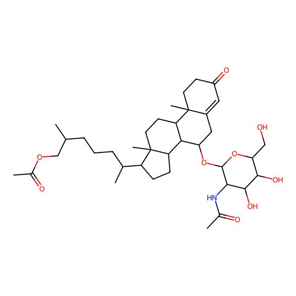 2D Structure of [6-[7-[3-Acetamido-4,5-dihydroxy-6-(hydroxymethyl)oxan-2-yl]oxy-10,13-dimethyl-3-oxo-1,2,6,7,8,9,11,12,14,15,16,17-dodecahydrocyclopenta[a]phenanthren-17-yl]-2-methylheptyl] acetate