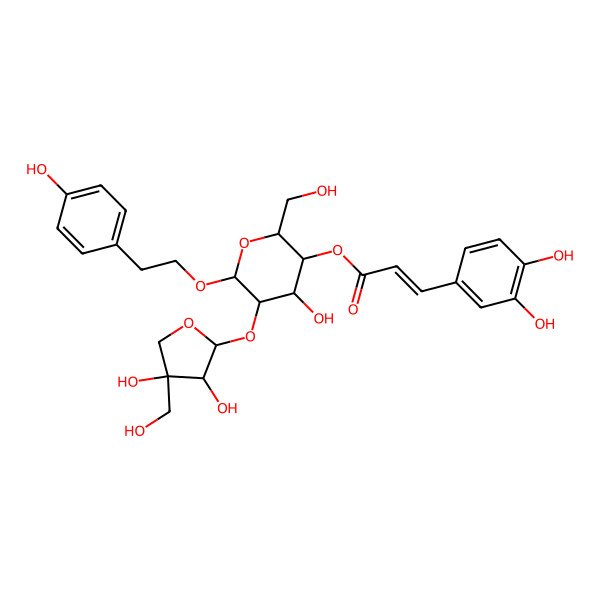 2D Structure of [(2S,3S,4R,5S,6R)-5-[(2R,3R,4S)-3,4-dihydroxy-4-(hydroxymethyl)oxolan-2-yl]oxy-4-hydroxy-2-(hydroxymethyl)-6-[2-(4-hydroxyphenyl)ethoxy]oxan-3-yl] (E)-3-(3,4-dihydroxyphenyl)prop-2-enoate