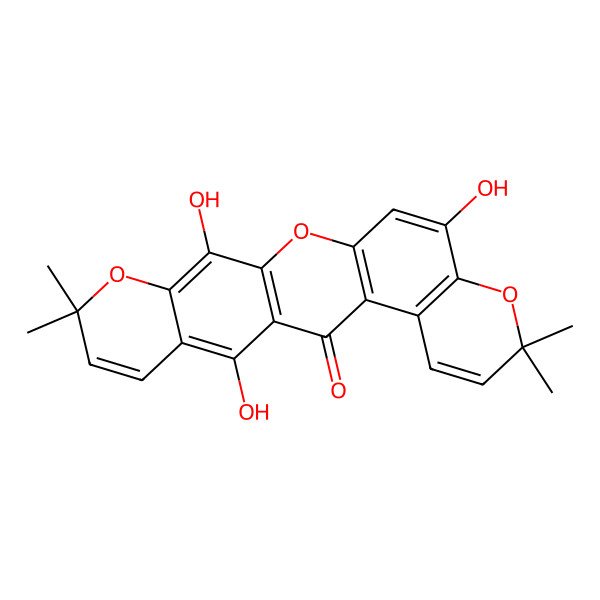2D Structure of 10,15,22-Trihydroxy-7,7,18,18-tetramethyl-8,13,17-trioxapentacyclo[12.8.0.03,12.04,9.016,21]docosa-1(14),3(12),4(9),5,10,15,19,21-octaen-2-one