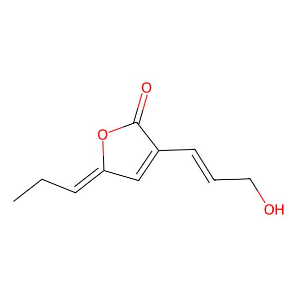 2D Structure of (5E)-3-[(E)-3-hydroxyprop-1-enyl]-5-propylidenefuran-2-one