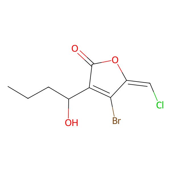 2D Structure of (5E)-4-bromo-5-(chloromethylidene)-3-[(1R)-1-hydroxybutyl]furan-2-one