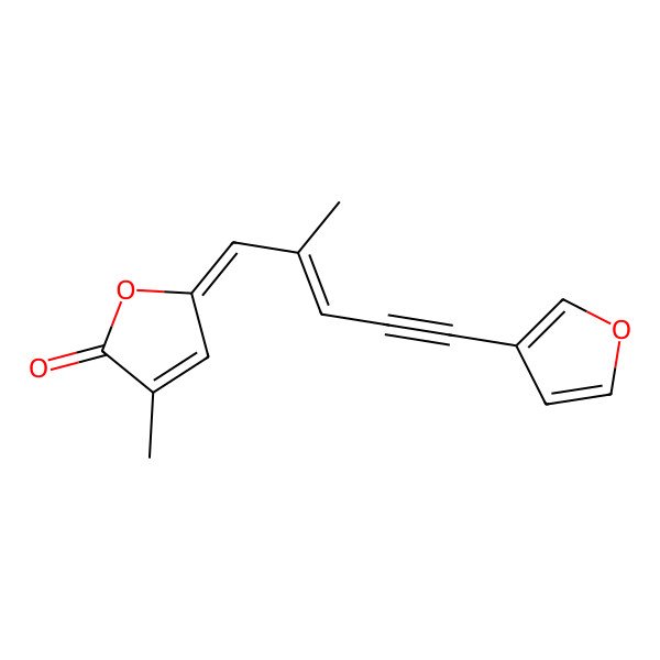 2D Structure of (5E)-5-[(E)-5-(furan-3-yl)-2-methylpent-2-en-4-ynylidene]-3-methylfuran-2-one