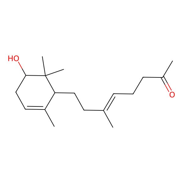 2D Structure of (E)-8-[(1R,5S)-5-hydroxy-2,6,6-trimethylcyclohex-2-en-1-yl]-6-methyloct-5-en-2-one