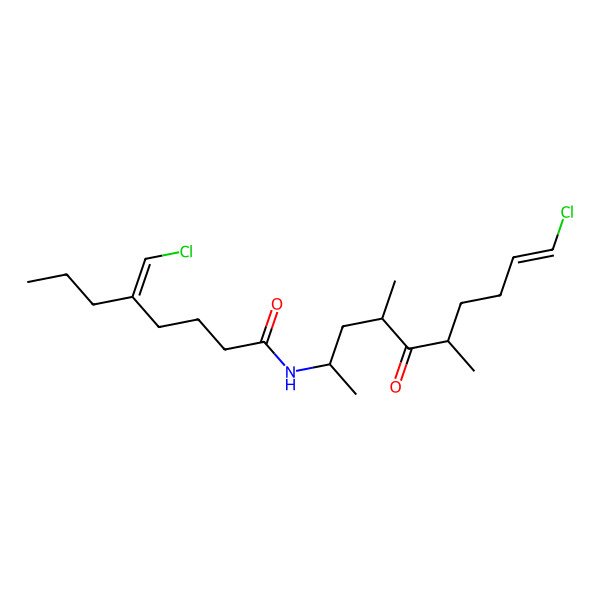 2D Structure of (5E)-N-[(E,2R,4R,6R)-10-chloro-4,6-dimethyl-5-oxodec-9-en-2-yl]-5-(chloromethylidene)octanamide