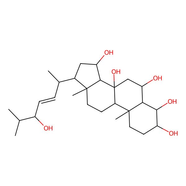 2D Structure of 17-(5-Hydroxy-6-methylhept-3-en-2-yl)-10,13-dimethyl-1,2,3,4,5,6,7,9,11,12,14,15,16,17-tetradecahydrocyclopenta[a]phenanthrene-3,4,6,8,15-pentol