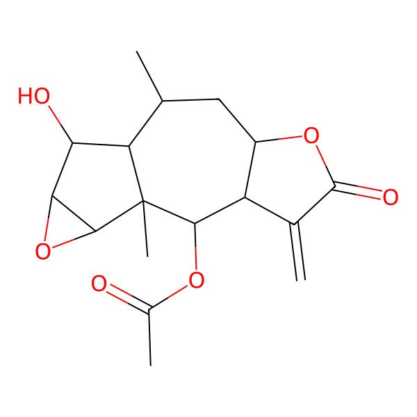 2D Structure of [(1R,2S,3S,7R,9R,10S,11S,12R,14S)-11-hydroxy-1,9-dimethyl-4-methylidene-5-oxo-6,13-dioxatetracyclo[8.4.0.03,7.012,14]tetradecan-2-yl] acetate