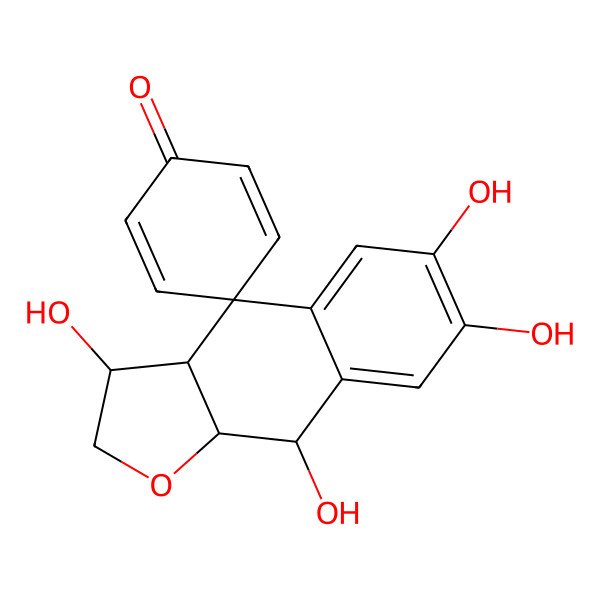 2D Structure of (3S,3aS,9S,9aS)-3,6,7,9-tetrahydroxyspiro[3,3a,9,9a-tetrahydro-2H-benzo[f][1]benzofuran-4,4'-cyclohexa-2,5-diene]-1'-one