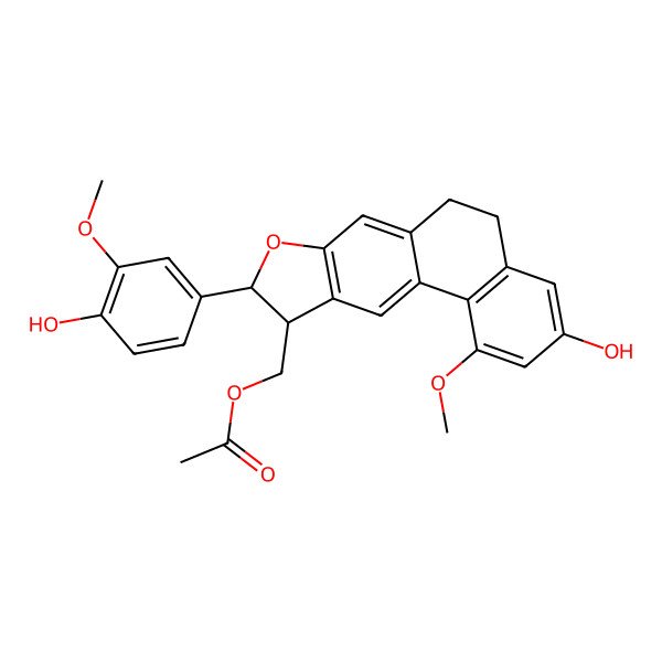 2D Structure of [3-Hydroxy-9-(4-hydroxy-3-methoxyphenyl)-1-methoxy-5,6,9,10-tetrahydronaphtho[1,2-f][1]benzofuran-10-yl]methyl acetate