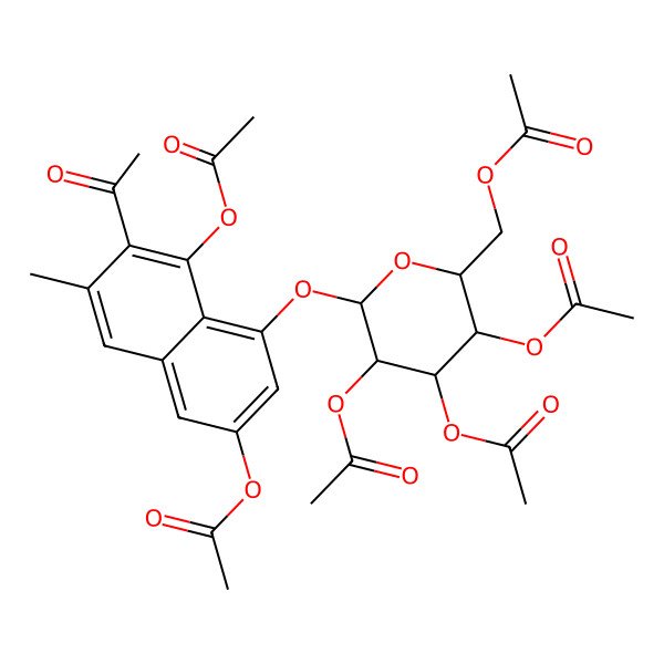2D Structure of [(2R,3R,4S,5R,6S)-6-(7-acetyl-3,8-diacetyloxy-6-methylnaphthalen-1-yl)oxy-3,4,5-triacetyloxyoxan-2-yl]methyl acetate