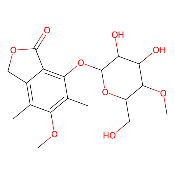 2D Structure of 7-[3,4-dihydroxy-6-(hydroxymethyl)-5-methoxyoxan-2-yl]oxy-5-methoxy-4,6-dimethyl-3H-2-benzofuran-1-one