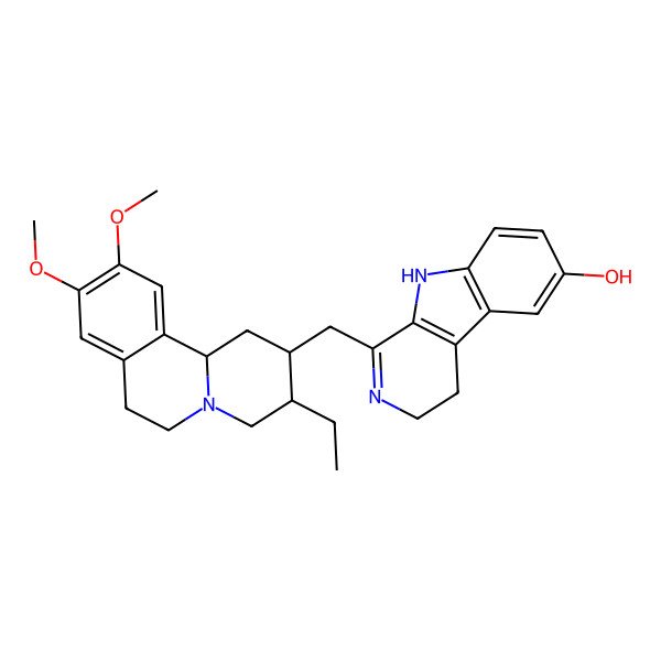 2D Structure of 1-[(3-ethyl-9,10-dimethoxy-2,3,4,6,7,11b-hexahydro-1H-benzo[a]quinolizin-2-yl)methyl]-4,9-dihydro-3H-pyrido[3,4-b]indol-6-ol