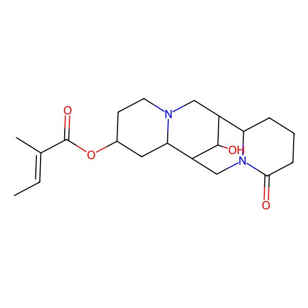 2D Structure of [(1R,2S,4S,9R,10R,17R)-17-hydroxy-14-oxo-7,15-diazatetracyclo[7.7.1.02,7.010,15]heptadecan-4-yl] (Z)-2-methylbut-2-enoate