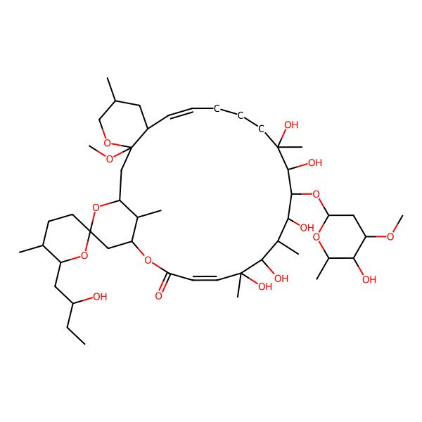 2D Structure of 14,15,17,19,20-Pentahydroxy-6'-(2-hydroxybutyl)-16-(5-hydroxy-4-methoxy-6-methyloxan-2-yl)oxy-3-methoxy-5',6,14,18,20,29-hexamethylspiro[4,24,28-trioxatricyclo[23.3.1.03,8]nonacosa-9,21-diene-27,2'-oxane]-23-one