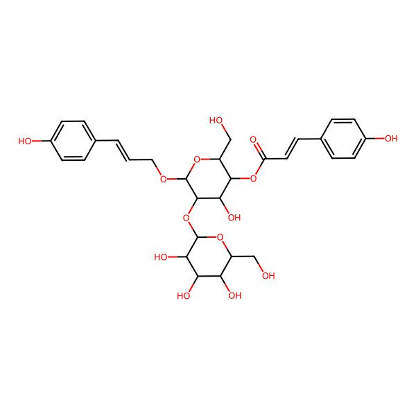 2D Structure of [(2R,3S,4S,5R,6R)-4-hydroxy-2-(hydroxymethyl)-6-[(E)-3-(4-hydroxyphenyl)prop-2-enoxy]-5-[(2S,3R,4S,5S,6R)-3,4,5-trihydroxy-6-(hydroxymethyl)oxan-2-yl]oxyoxan-3-yl] (E)-3-(4-hydroxyphenyl)prop-2-enoate