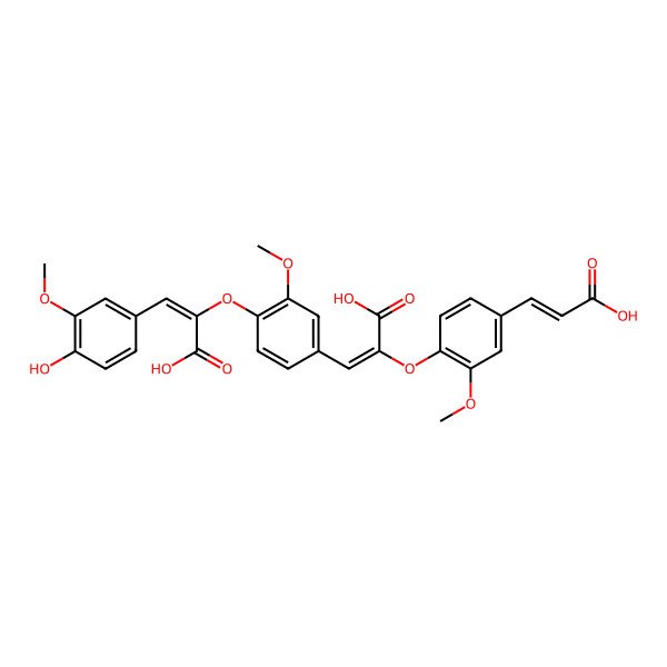 2D Structure of 2-[4-[2-Carboxy-2-[4-(2-carboxyethenyl)-2-methoxyphenoxy]ethenyl]-2-methoxyphenoxy]-3-(4-hydroxy-3-methoxyphenyl)prop-2-enoic acid