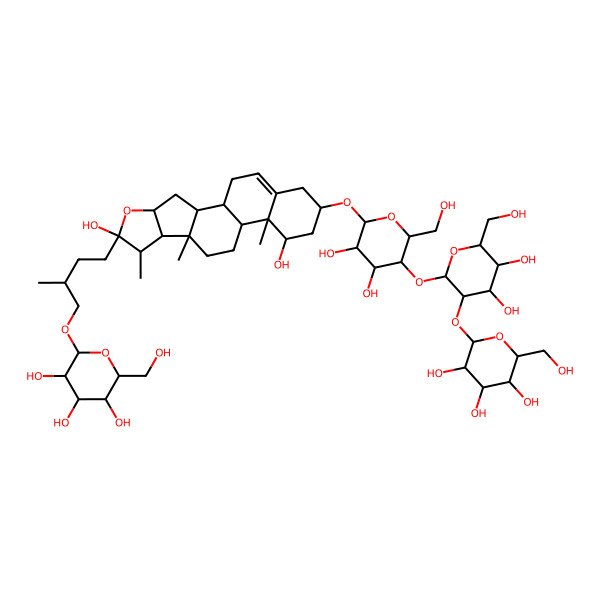 2D Structure of 2-[4-[16-[5-[4,5-Dihydroxy-6-(hydroxymethyl)-3-[3,4,5-trihydroxy-6-(hydroxymethyl)oxan-2-yl]oxyoxan-2-yl]oxy-3,4-dihydroxy-6-(hydroxymethyl)oxan-2-yl]oxy-6,14-dihydroxy-7,9,13-trimethyl-5-oxapentacyclo[10.8.0.02,9.04,8.013,18]icos-18-en-6-yl]-2-methylbutoxy]-6-(hydroxymethyl)oxane-3,4,5-triol