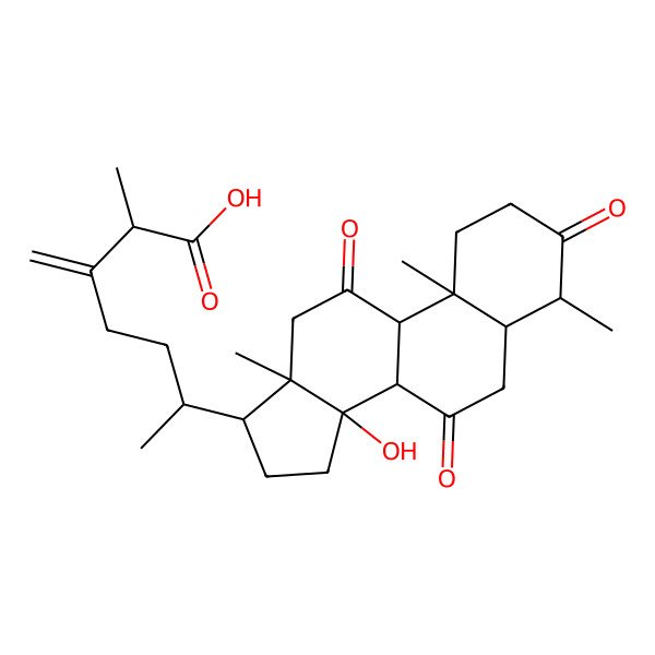 2D Structure of (6R)-6-[(4S,5S,8R,9S,10S,13R,14R,17R)-14-hydroxy-4,10,13-trimethyl-3,7,11-trioxo-2,4,5,6,8,9,12,15,16,17-decahydro-1H-cyclopenta[a]phenanthren-17-yl]-2-methyl-3-methylideneheptanoic acid