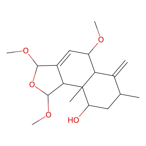 2D Structure of (1R,3S,5S,5aS,7S,9R,9aS,9bR)-1,3,5-trimethoxy-7,9a-dimethyl-6-methylidene-1,3,5,5a,7,8,9,9b-octahydrobenzo[e][2]benzofuran-9-ol