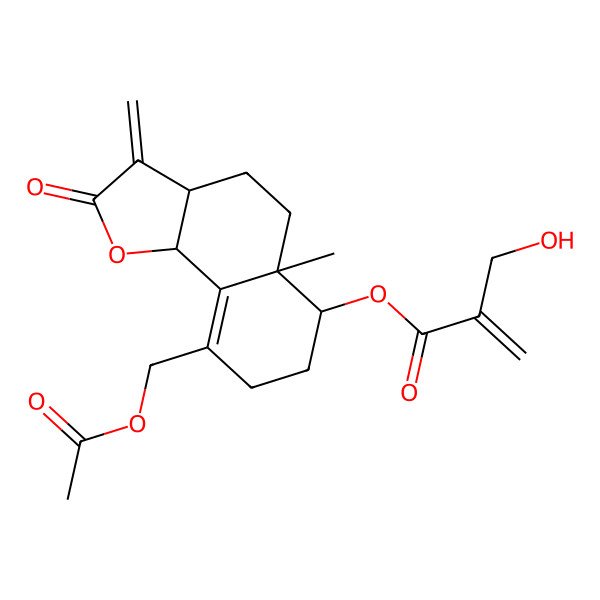 2D Structure of [9-(acetyloxymethyl)-5a-methyl-3-methylidene-2-oxo-4,5,6,7,8,9b-hexahydro-3aH-benzo[g][1]benzofuran-6-yl] 2-(hydroxymethyl)prop-2-enoate