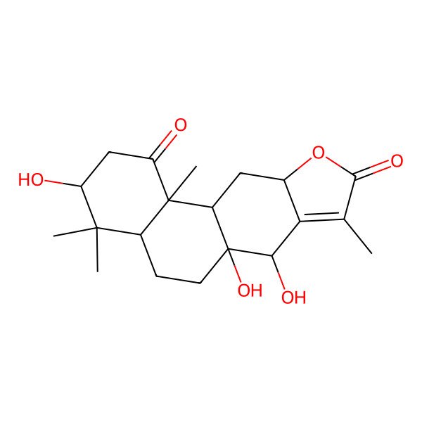 2D Structure of (3S,4aR,6aS,7S,10aR,11aS,11bS)-3,6a,7-trihydroxy-4,4,8,11b-tetramethyl-3,4a,5,6,7,10a,11,11a-octahydro-2H-naphtho[2,1-f][1]benzofuran-1,9-dione