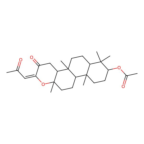 2D Structure of [(4aS,4bR,6aR,8S,10aR,10bR,12aS)-4b,7,7,10a,12a-pentamethyl-3-oxo-2-(2-oxopropylidene)-4a,5,6,6a,8,9,10,10b,11,12-decahydro-4H-naphtho[2,1-f]chromen-8-yl] acetate