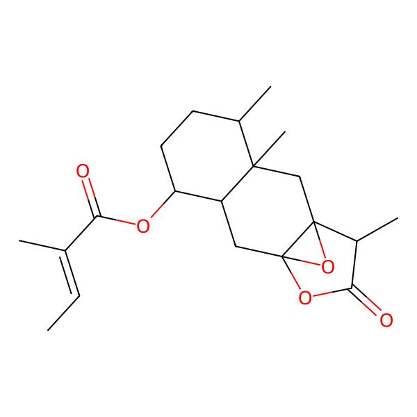 2D Structure of [(1S,3R,4S,7R,8R,10R,13R)-3,4,13-trimethyl-12-oxo-11,14-dioxatetracyclo[8.3.1.01,10.03,8]tetradecan-7-yl] (Z)-2-methylbut-2-enoate