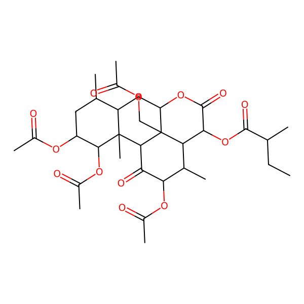 2D Structure of [3,4,15-Triacetyloxy-17-(acetyloxymethyl)-2,6,14-trimethyl-11,16-dioxo-10-oxatetracyclo[7.7.1.02,7.013,17]heptadecan-12-yl] 2-methylbutanoate