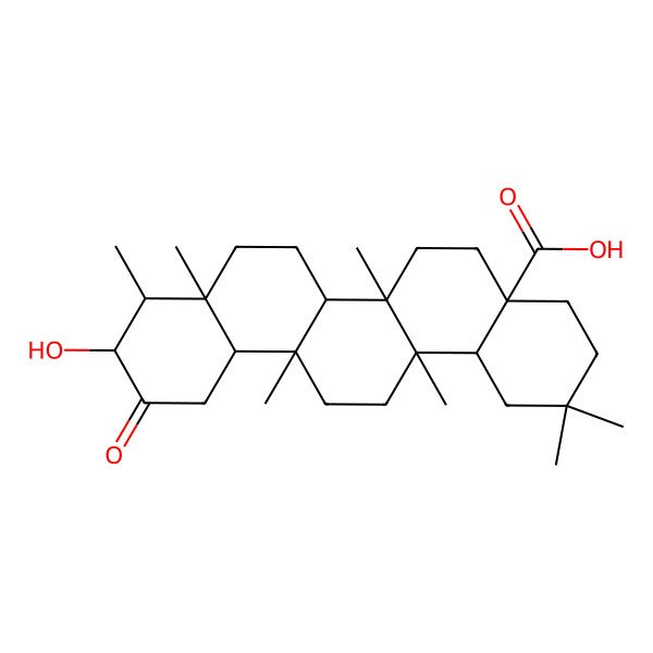 2D Structure of (4aS,6aS,6aR,6bS,8aS,9R,10S,12aS,14aS,14bS)-10-hydroxy-2,2,6a,6a,8a,9,14a-heptamethyl-11-oxo-3,4,5,6,6b,7,8,9,10,12,12a,13,14,14b-tetradecahydro-1H-picene-4a-carboxylic acid