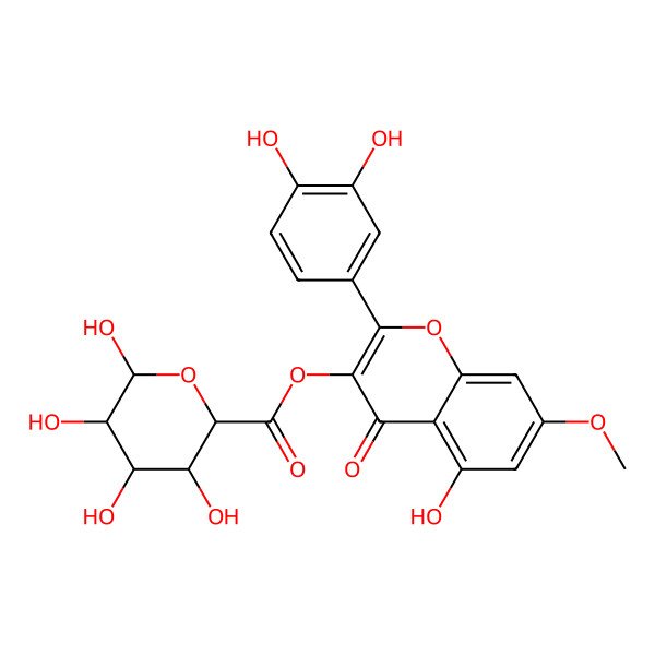 2D Structure of [2-(3,4-Dihydroxyphenyl)-5-hydroxy-7-methoxy-4-oxochromen-3-yl] 3,4,5,6-tetrahydroxyoxane-2-carboxylate