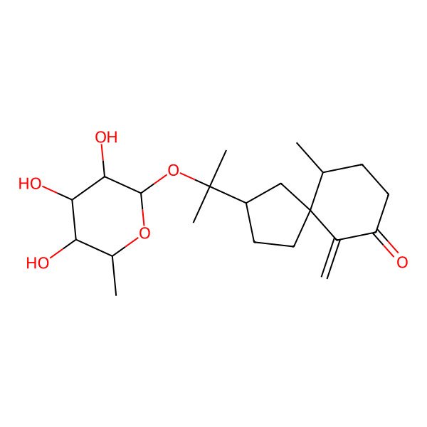 2D Structure of (3R,5R,6R)-6-methyl-10-methylidene-3-[2-[(2S,3R,4S,5R,6R)-3,4,5-trihydroxy-6-methyloxan-2-yl]oxypropan-2-yl]spiro[4.5]decan-9-one